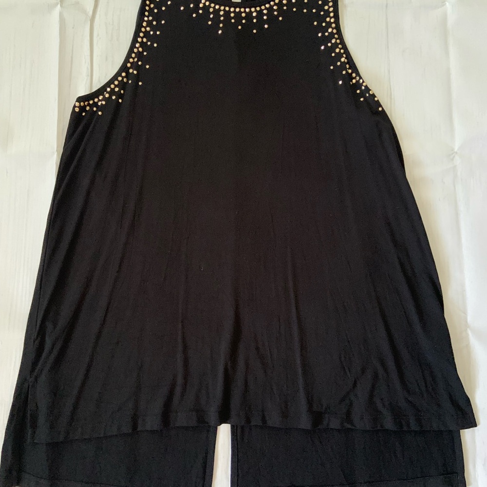 Vince Camaro Black Stud-Embellished Sleeveless Women's Tank Top-